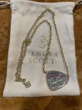 Kendra Scott McKenna Lilac Abalone  Pendant Necklace in Gold